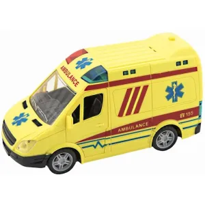 Teddies Auto ambulance plast 20cm na setrvačník na baterie se zvukem se světlem