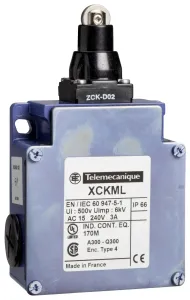 Telemecanique Sensors Xckml102H29 Limit Sw, Roller Plunger, Dpst-No/nc