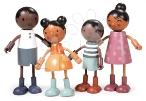 Dřevěná rodinka multikulturní Humming Bird Doll Family Tender Leaf Toys 4 postavičky s pohyblivými končetinami