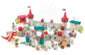 Dřevěný královský hrad Royal Castle Tender Leaf Toys 100dílná sada s rytíři, koňmi a drakem