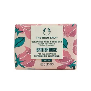 The Body Shop Tuhé mýdlo na obličej a tělo British Rose (Cleansing Face & Body Bar) 100 g