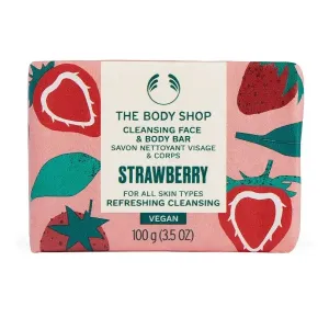 The Body Shop Tuhé mýdlo na obličej a tělo Strawberry (Cleansing Face & Body Bar) 100 g