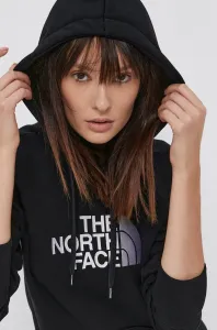 Bavlněná mikina The North Face dámská, černá barva, s kapucí, s aplikací, NF0A55ECJK31