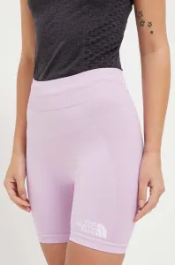 Sportovní šortky The North Face dámské, růžová barva, hladké, high waist