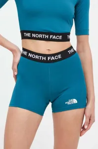 Sportovní šortky The North Face dámské, tyrkysová barva, s aplikací, high waist #5638681