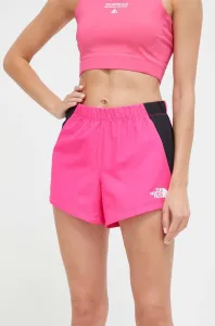 Sportovní šortky The North Face Mountain Athletics dámské, růžová barva, hladké, high waist #5452454