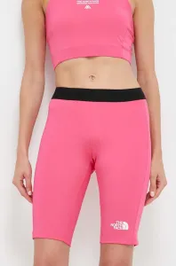 Sportovní šortky The North Face Mountain Athletics dámské, růžová barva, hladké, medium waist