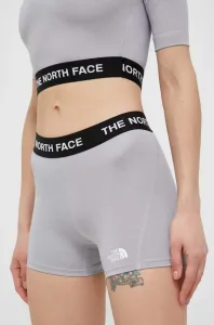 Tréninkové šortky The North Face šedá barva, s potiskem, high waist