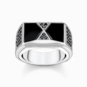 THOMAS SABO prsten Black onyx and black stones silver TR2430-508-11