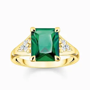 THOMAS SABO prsten Green and white stones gold TR2362-971-6