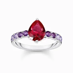 THOMAS SABO prsten Solitaire ring with red and violet stones TR2442-477-7