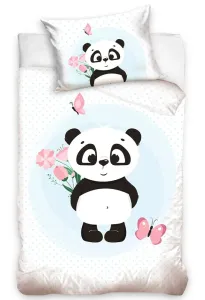 BedTex Dětské bavlněné povlečení do postýlky Roztomilá Panda, 100 x 135 cm, 40 x 60 cm