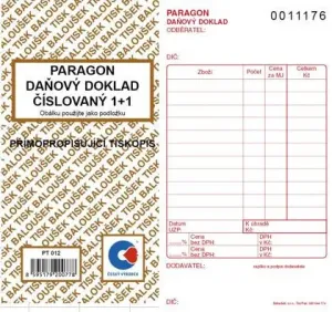 Tiskopis Paragon daň. doklad 8x15cm samopropis číslovaný 50 listů BALOUŠEK