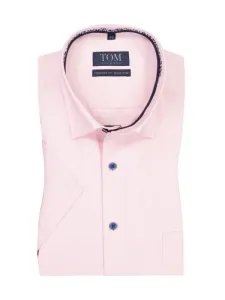 Nadměrná velikost: Tom Rusborg, Bavlněná košile s krátkým rukávem, s náprsní kapsou, Comfort Fit Růžově červená #4796589
