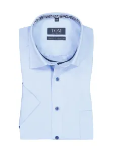 Nadměrná velikost: Tom Rusborg, Bavlněná košile s krátkým rukávem, s náprsní kapsou, Comfort Fit Světle Modrá
