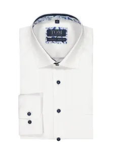 Nadměrná velikost: Tom Rusborg, Košile s jemnou strukturou a náprsní kapsou, comfort fit Bílá