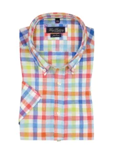 Nadměrná velikost: Tom Rusborg, Košile s krátkým rukávem ze lnu a s károvaným vzorem Vícebarevné
