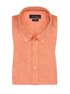 Nadměrná velikost: Tom Rusborg, Košile s krátkým rukávem ze lnu Oranžový #4874465