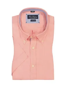 Nadměrná velikost: Tom Rusborg, Lněná košile s krátkým rukávem a propínacím límečkem (button-down) Oranžový #4795597
