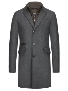Nadměrná velikost: Tom Rusborg, Vlněný kabát s vyjímatelnou prošívanou vložkou Grey