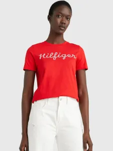Tommy Hilfiger dámské červené tričko - S (SNE)
