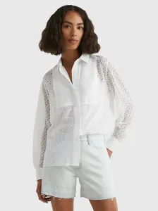 Košile Tommy Hilfiger dámská, bílá barva, relaxed, s klasickým límcem #4476014