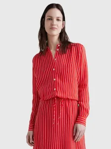 Košile Tommy Hilfiger dámská, červená barva, regular, s klasickým límcem #4272439