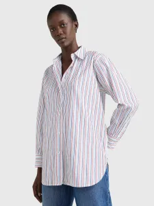 Košile Tommy Hilfiger bílá barva, relaxed, s klasickým límcem #3537001