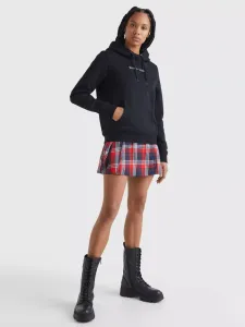 mikina Tommy Jeans dámská, černá barva, s kapucí, s aplikací