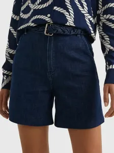 Džínové šortky Tommy Hilfiger dámské, tmavomodrá barva, hladké, high waist #4180441