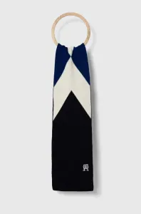 Dětský šátek z vlněné směsi Tommy Hilfiger tmavomodrá barva, vzorovaný #6055168