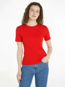 Bavlněné tričko Tommy Hilfiger červená barva, WW0WW40587