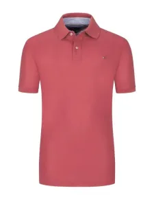Nadměrná velikost: Tommy Hilfiger, Jednobarevné polo tričko z piké materiálu Růžově červená