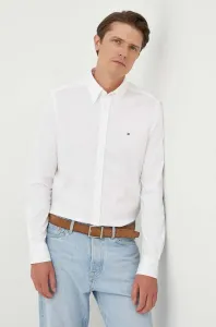 Bavlněná košile Tommy Hilfiger bílá barva, slim, s límečkem button-down