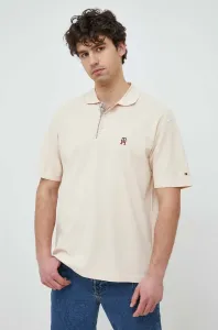 Bavlněné polo tričko Tommy Hilfiger béžová barva, s aplikací #5584082