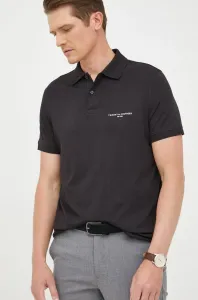 Bavlněné polo tričko Tommy Hilfiger černá barva, s potiskem