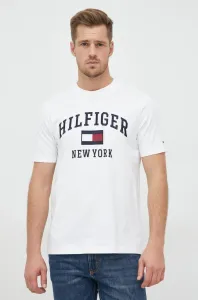 Bavlněné tričko Tommy Hilfiger bílá barva, s aplikací