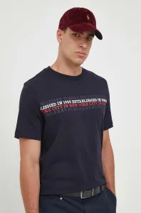 Bavlněné tričko Tommy Hilfiger tmavomodrá barva, s potiskem #5413096