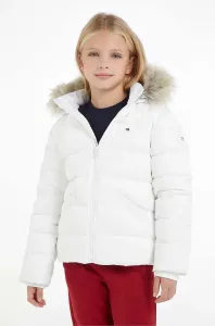 Dětská péřová bunda Tommy Hilfiger bílá barva