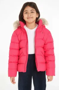 Dětská péřová bunda Tommy Hilfiger růžová barva #5678352