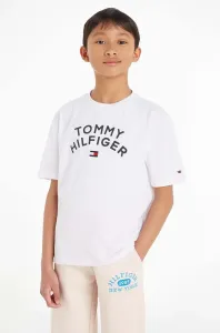 Dětské bavlněné tričko Tommy Hilfiger bílá barva, s potiskem #6087984