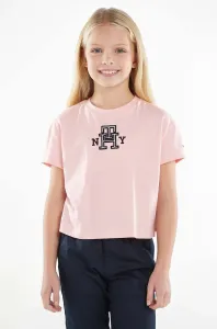 Dětské bavlněné tričko Tommy Hilfiger růžová barva #5962940