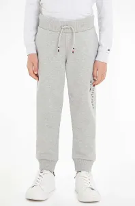 Dětské kalhoty Tommy Hilfiger šedá barva, s aplikací