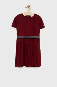 Dívčí šaty Tommy Hilfiger vínová barva, midi #5583593