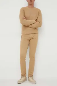 Kalhoty Tommy Hilfiger pánské, béžová barva, ve střihu chinos #5937697