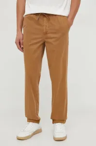 Kalhoty Tommy Hilfiger pánské, hnědá barva, jednoduché