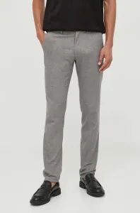 Kalhoty Tommy Hilfiger pánské, šedá barva, přiléhavé #5413564