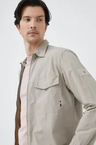 Košile Tommy Hilfiger pánská, béžová barva, regular, s klasickým límcem