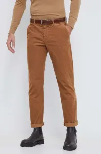Manšestrové kalhoty Tommy Hilfiger hnědá barva