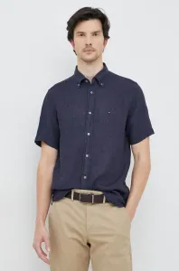 Plátěná košile Tommy Hilfiger tmavomodrá barva, regular, s límečkem button-down #5008271